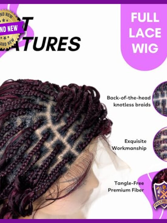 Synthetic Knotless Braided Wig with Curls, Glueless Design, Adjustable Fit main image 4